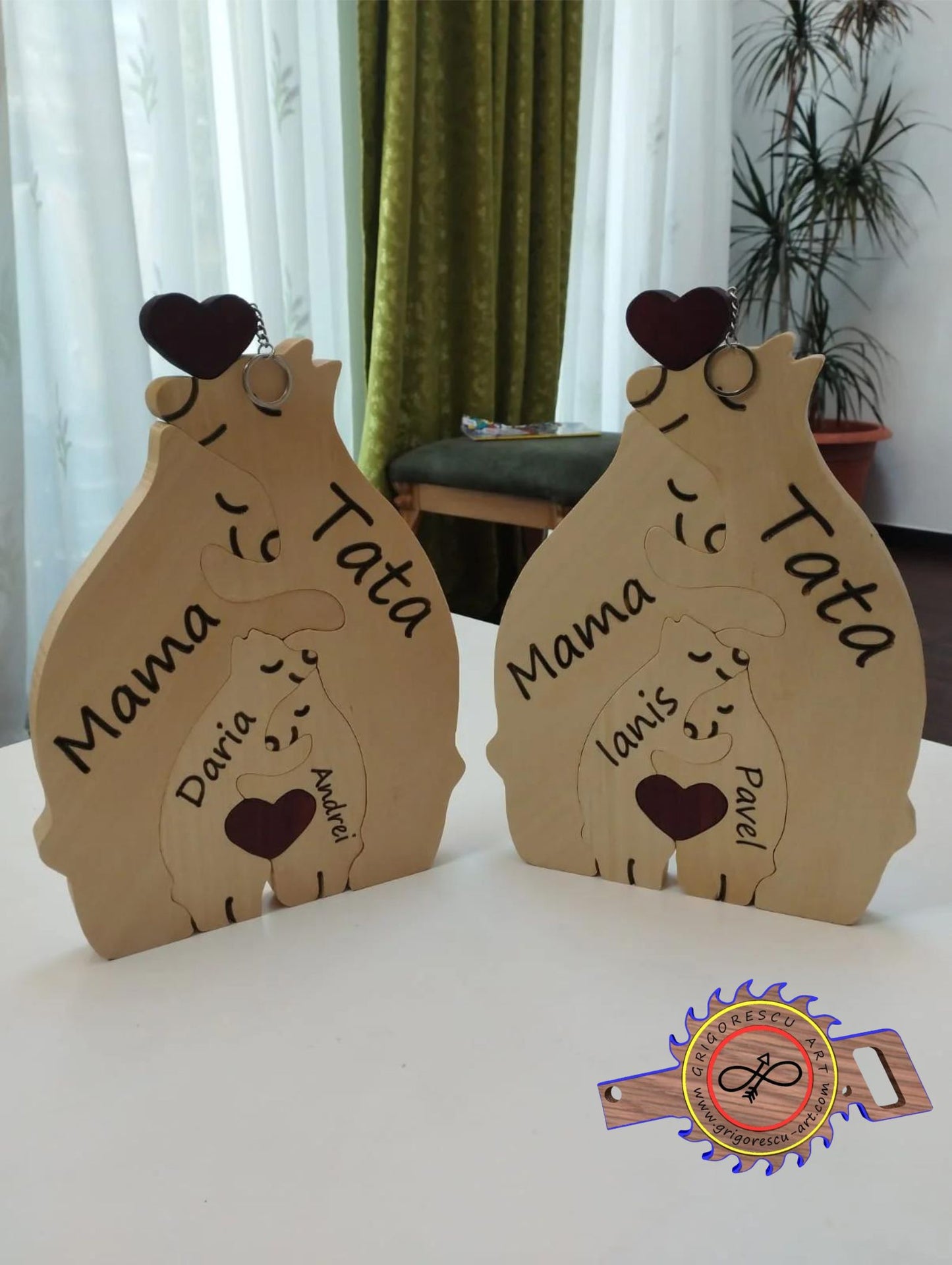 Sculptură personalizabilă din lemn - Familia mea