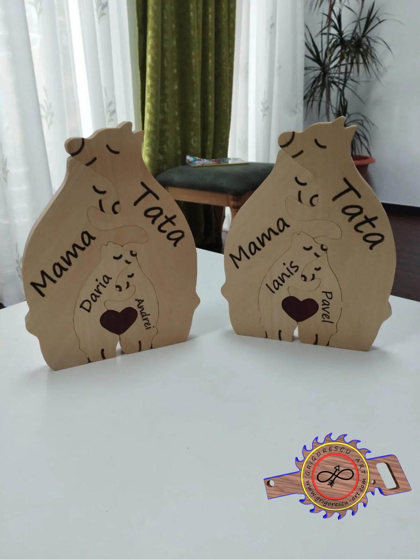 Sculptură personalizabilă din lemn - Familia mea